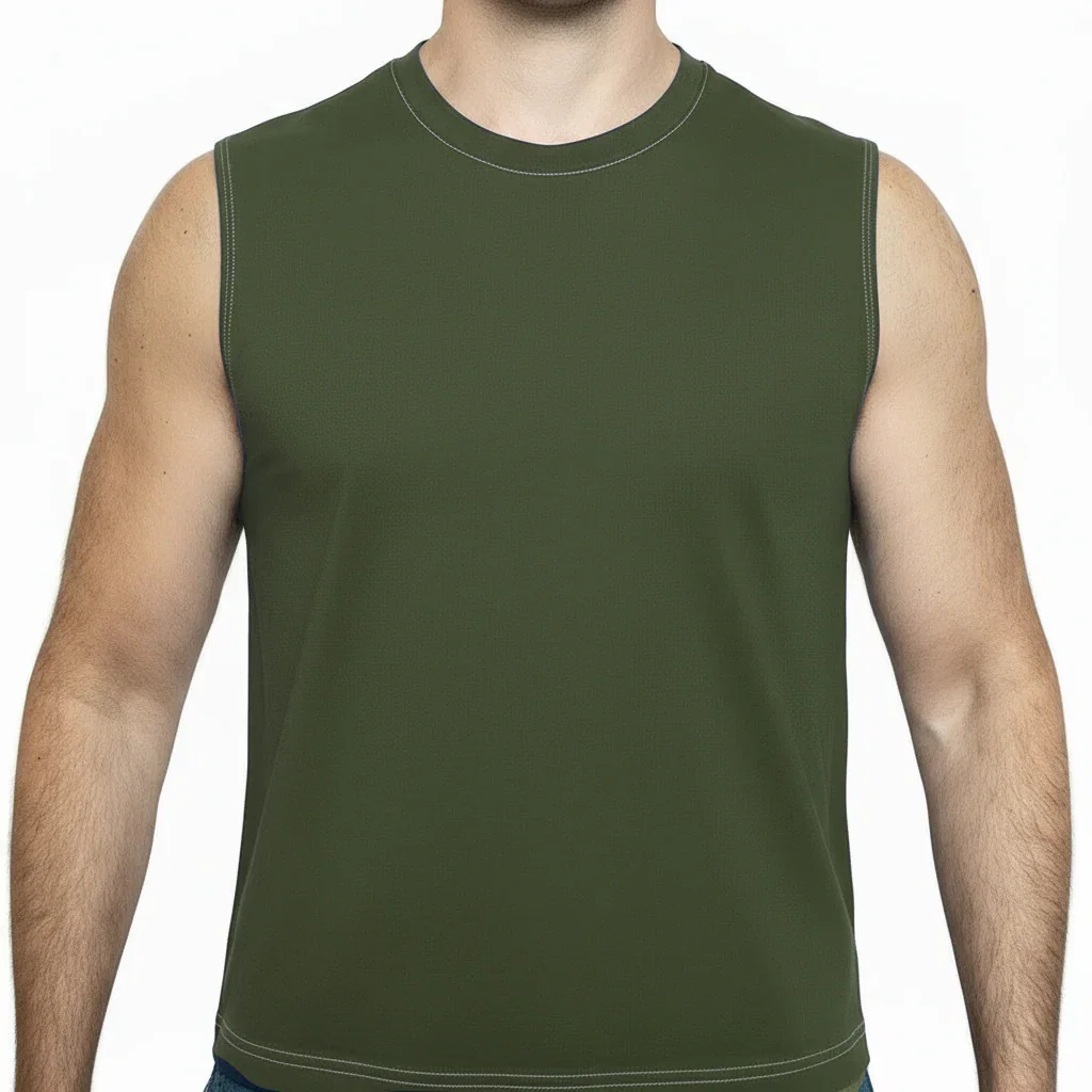 Image of The "Striker" Cotton Muscle Tank Top in Army Green