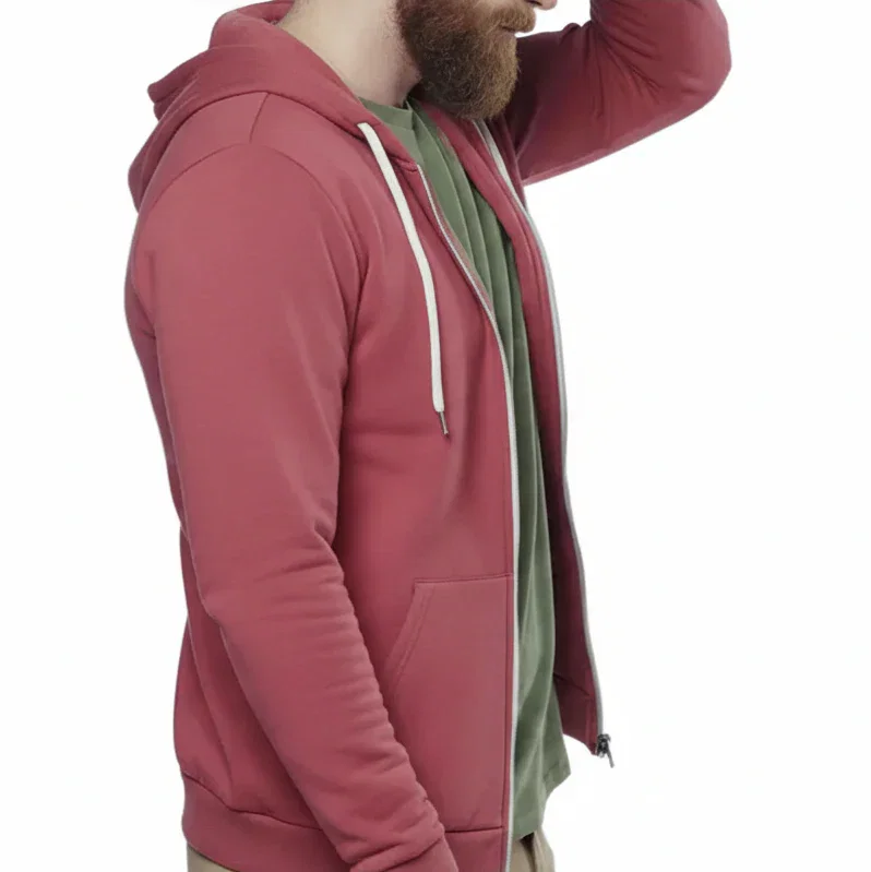 Image of The "Starter" Full Zip 50/50 Hoodie in Red Wine (SIZE M)