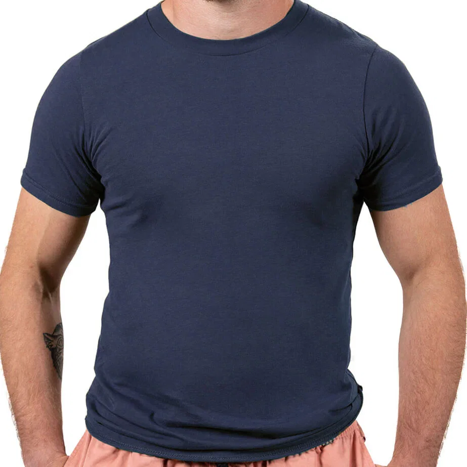Image of "Kicker" : Navy Blue Cotton T-Shirt