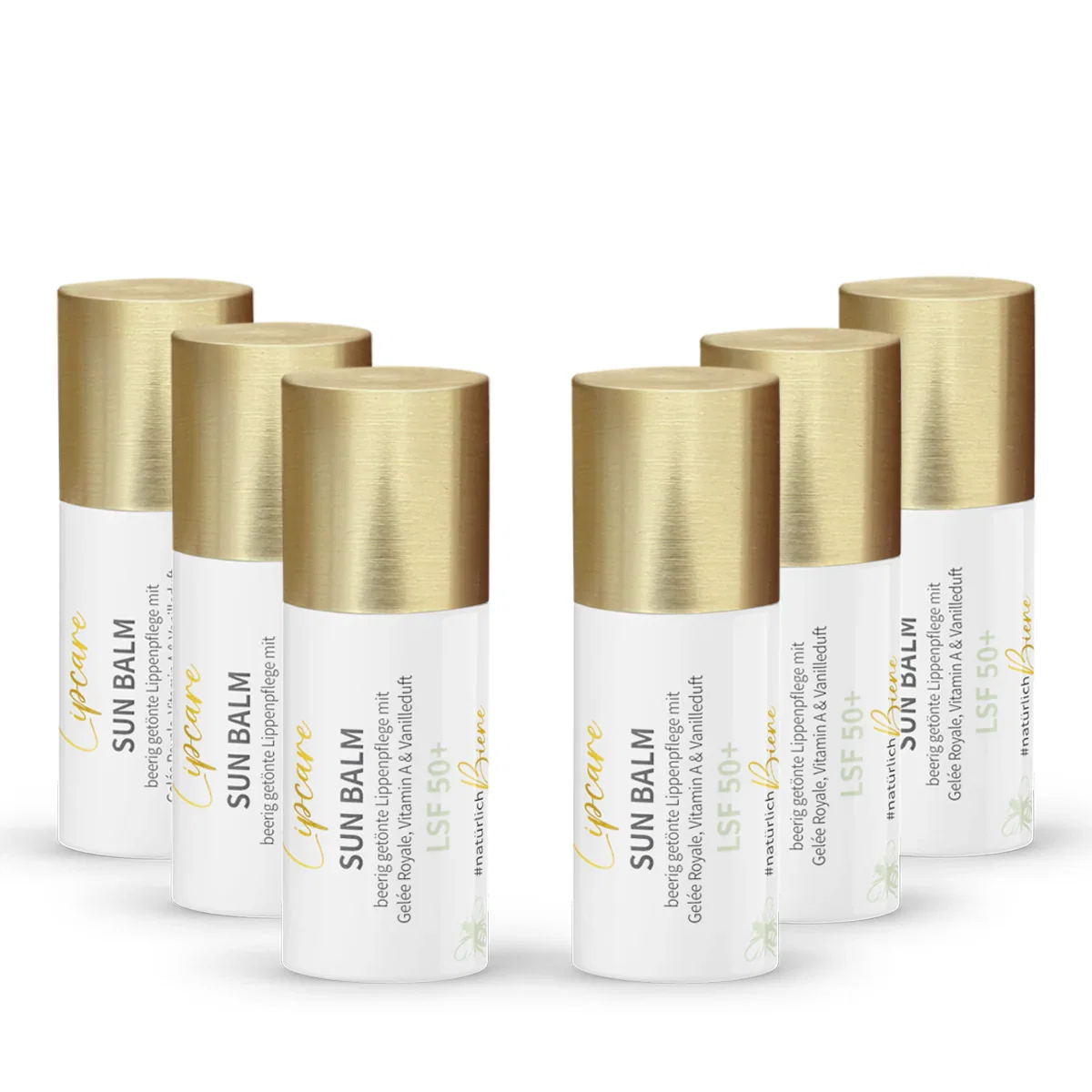 Image of Vorteilsset: 6x Sun Balm LSF 50+ - getönter Lippenpflegebalsam mit Gelée Royale & zartem Vanilleduft