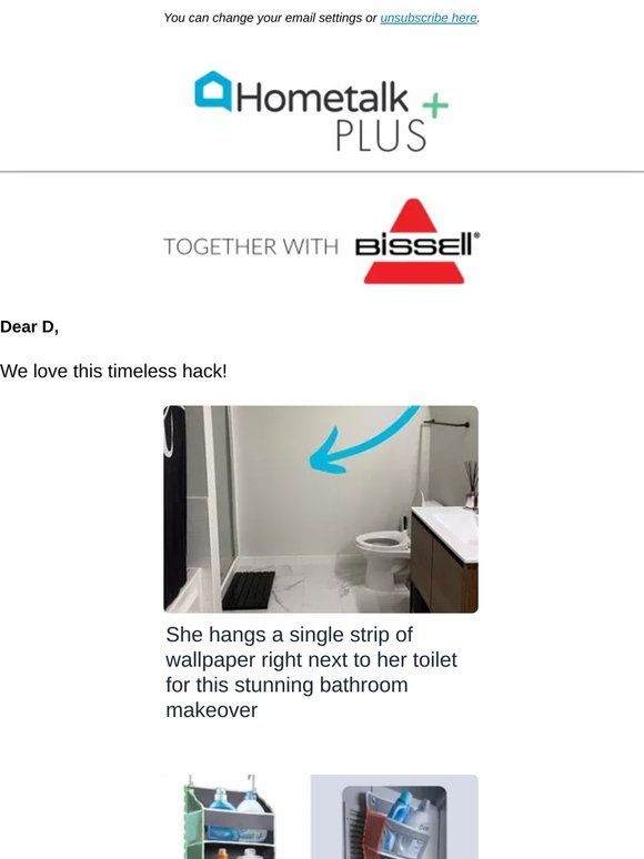 Hang 1 strip of wallpaper by your toilet (wow!)