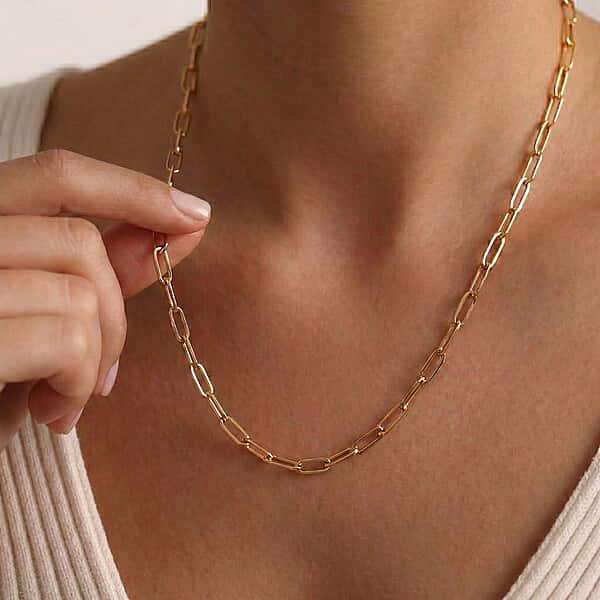 9K Yellow Gold 2.3MM Paperclip Chain Necklace