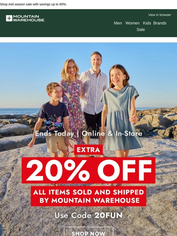 Extra 20% Off Ends Today ⏰