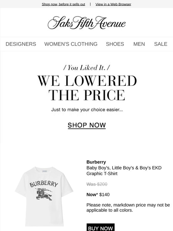 Price Drop Alert! Buy your Burberry t-shirt now...