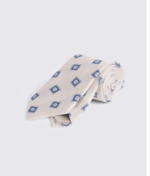 Off-White Blue Silk Medallion Tie