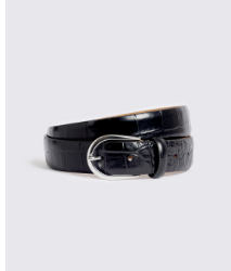 Italian Leather Black Croc Belt