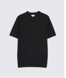 Black Linen-Blend Crew-Neck T-shirt