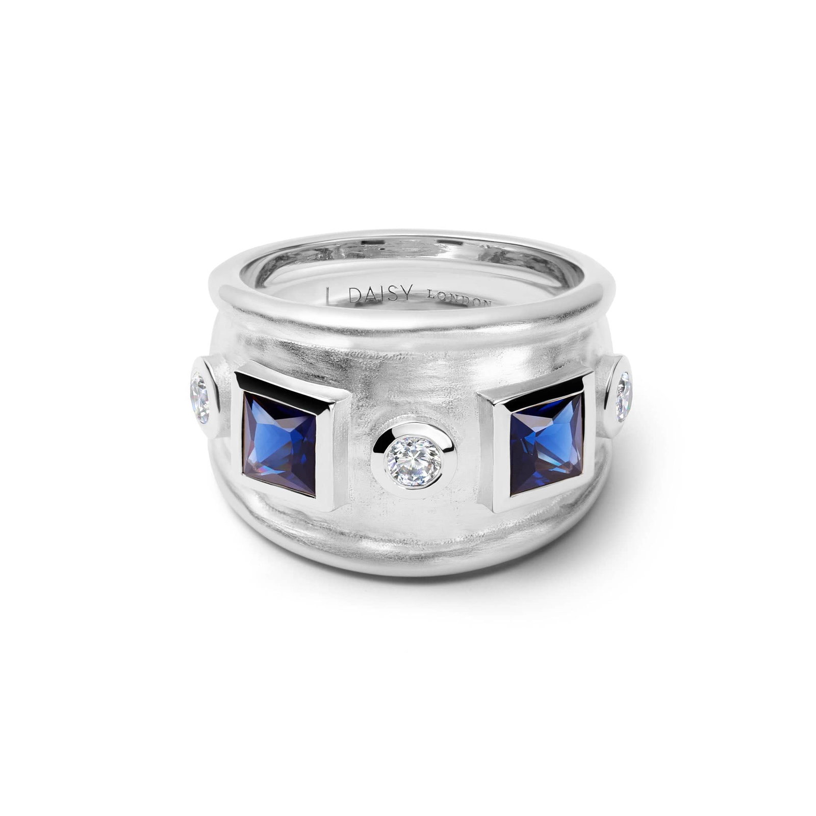 Image of Chunky Stone Textured Ring Silver Plate
