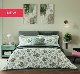 Bedeck of Belfast Emira Bedding in Soft Teal & Green