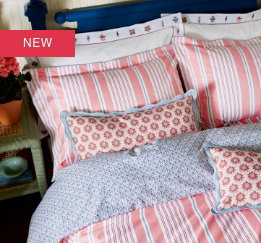 Joules Siesta Stripe Bedding in Red