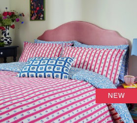 Land & Shore Quintin Stripe Bedding in Blue/Red