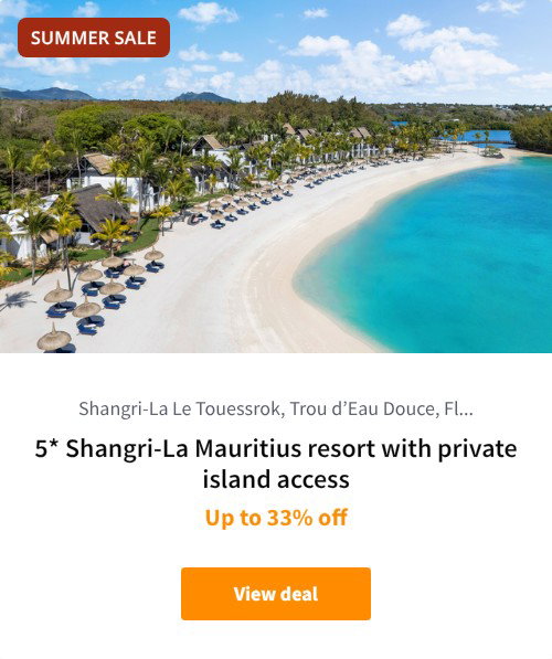 5* Shangri-La Mauritius resort with private island access
