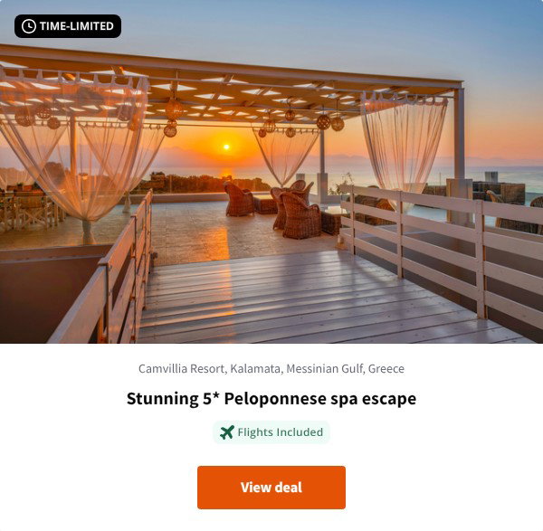 Stunning 5* Peloponnese spa escape