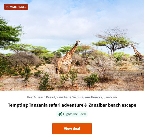 Tempting Tanzania safari adventure & Zanzibar beach escape