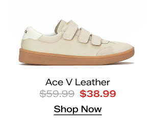 A side view of Ace II V Leather/Suede Transulcent Midsole in snow white/oatmeal which was $59.99 and is now $38.99 for a limited time. Shop Now.