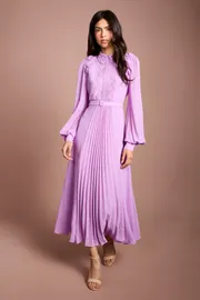 Lace Trim Collared Georgette Shirt Dress