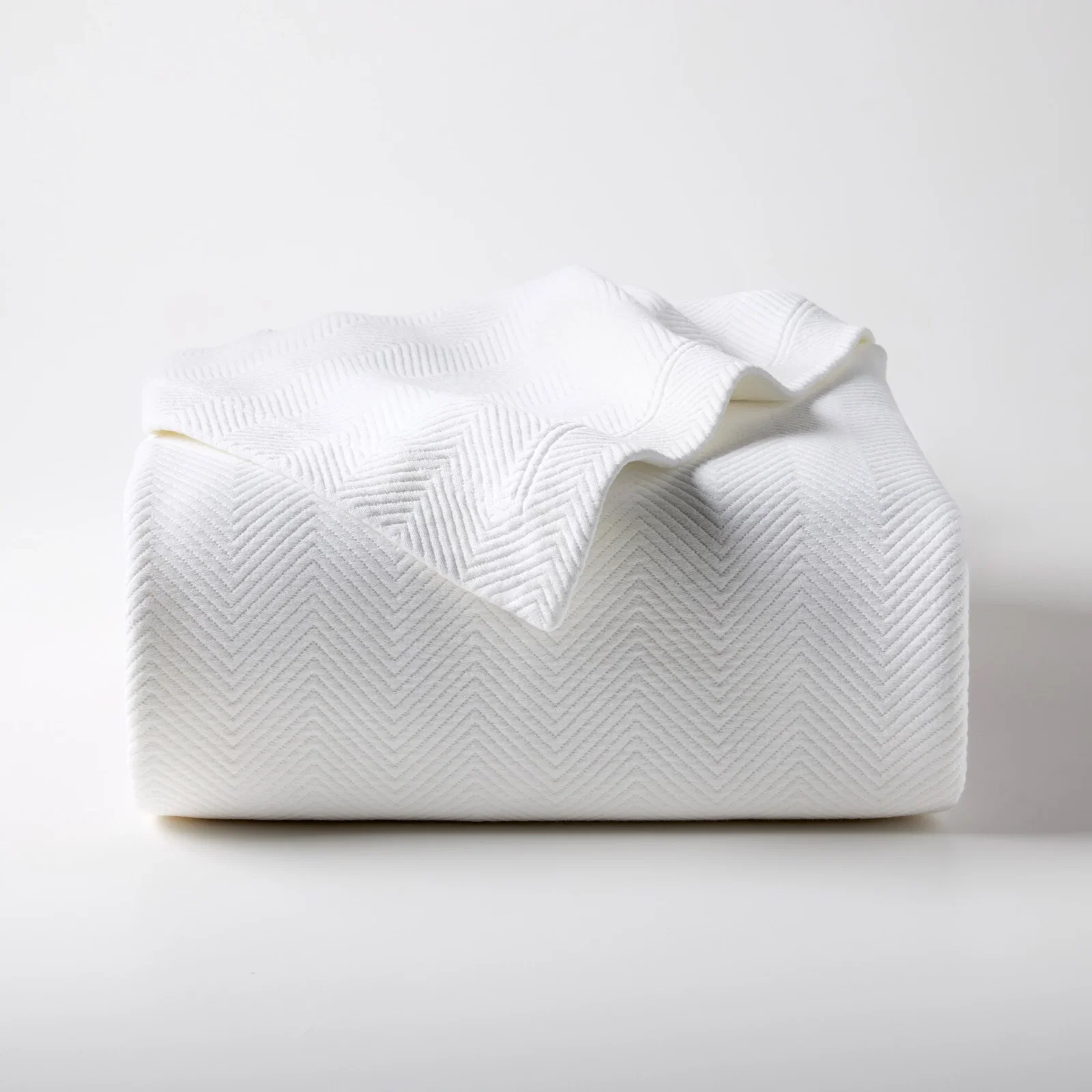Image of Herringbone White Queen Matelassé Coverlet