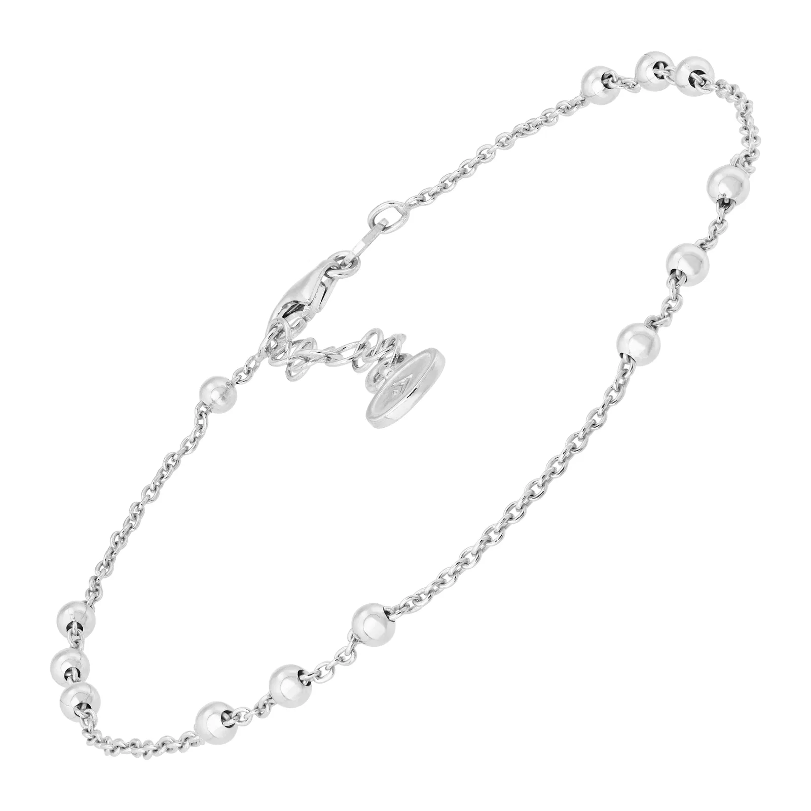 Bead Up Anklet, Silver
