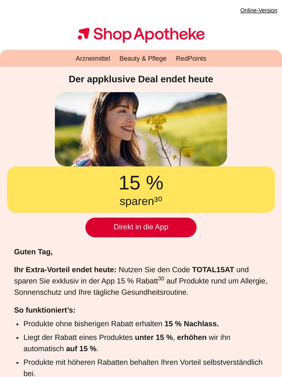 App öffnen & maximal 15 % sichern!