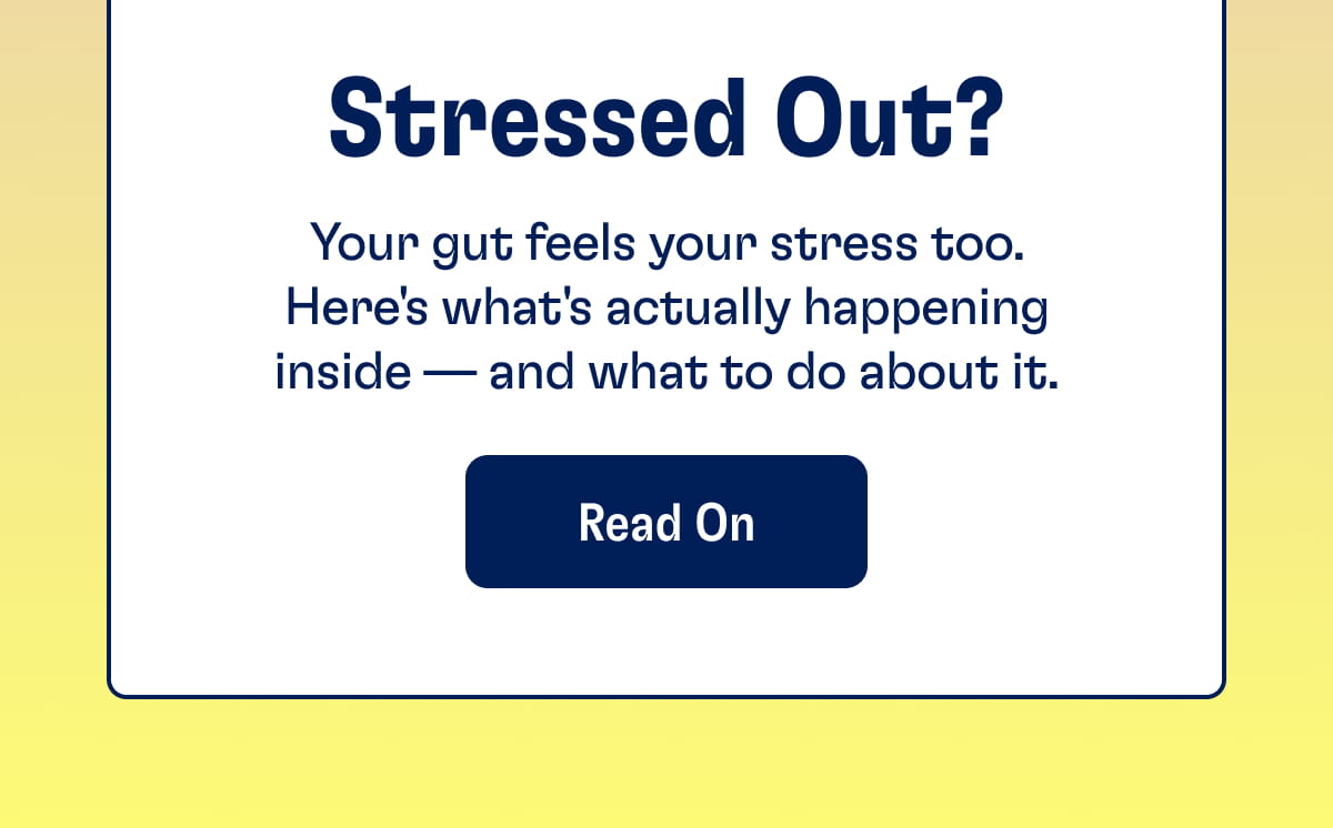Stressed Out? Your gut feels your stress too. Here's what's actually happening inside — and what to do about it. Read on