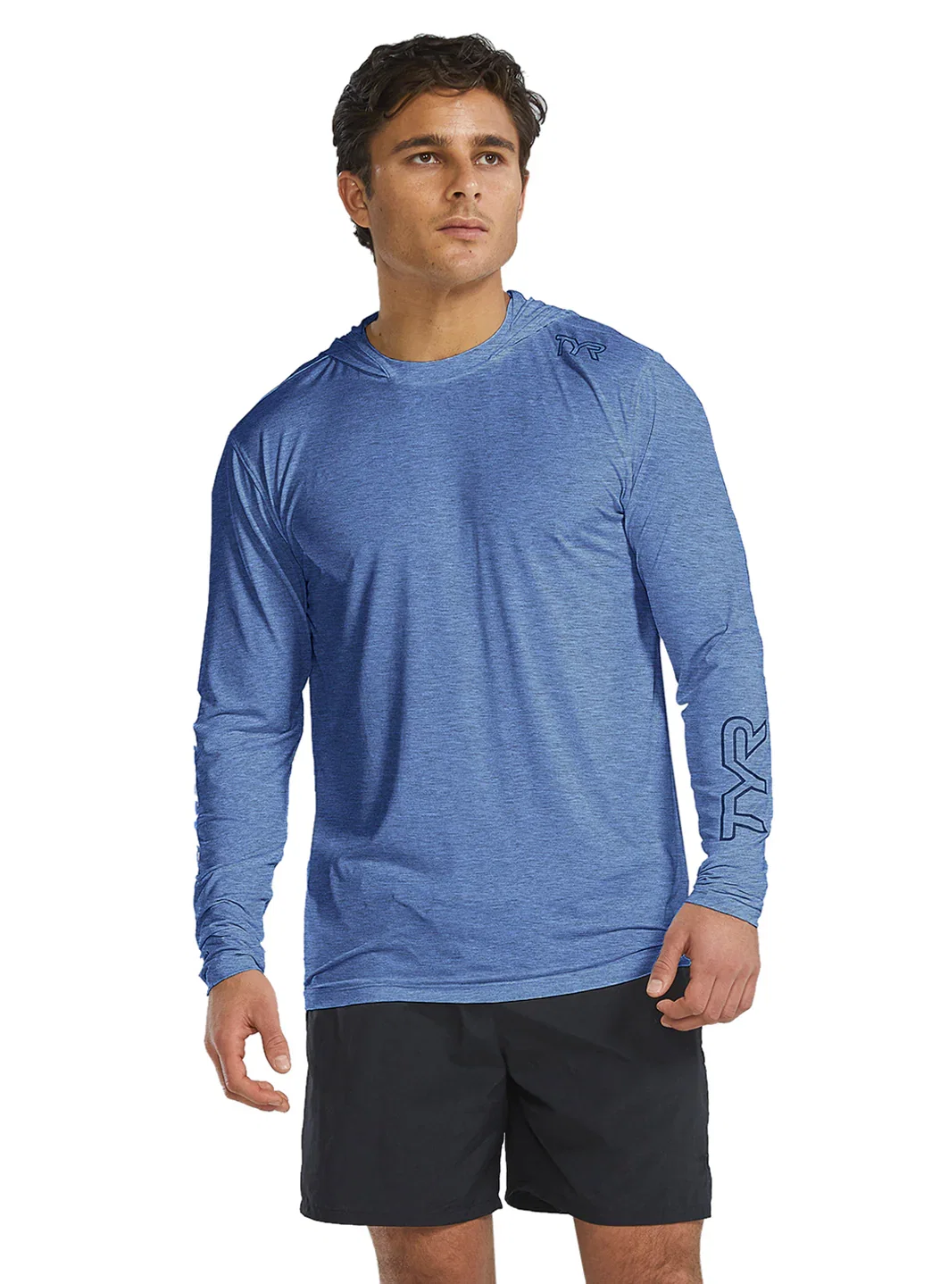 Image of TYR Men's SunDefense Long Sleeve Hooded Swim Shirt