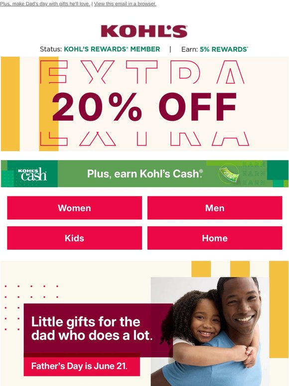LAST DAY: 20% off + Kohl's Cash are here today, gone tomorrow ...