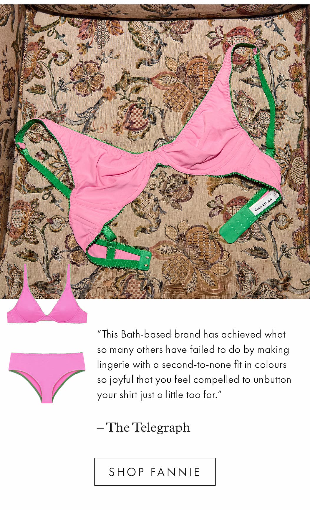an image of a woman in a pink bra top with a message