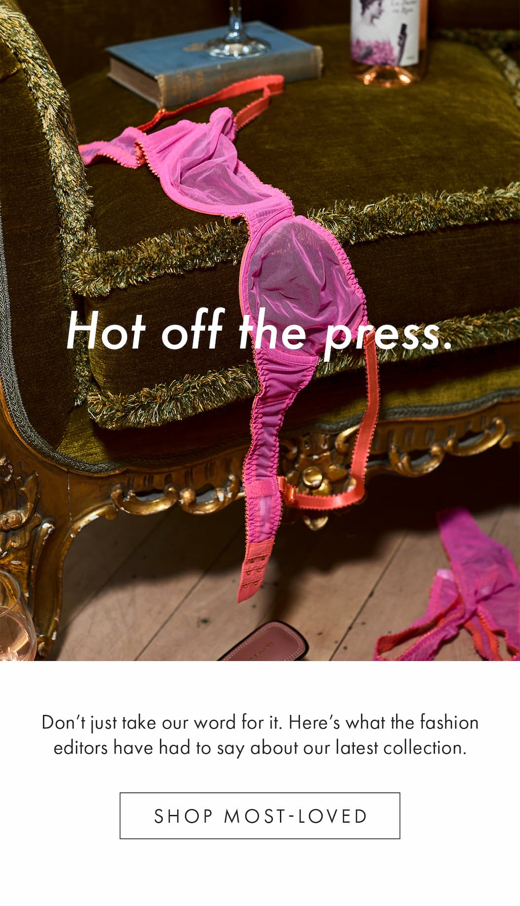an image of a woman in a pink bra top with a message