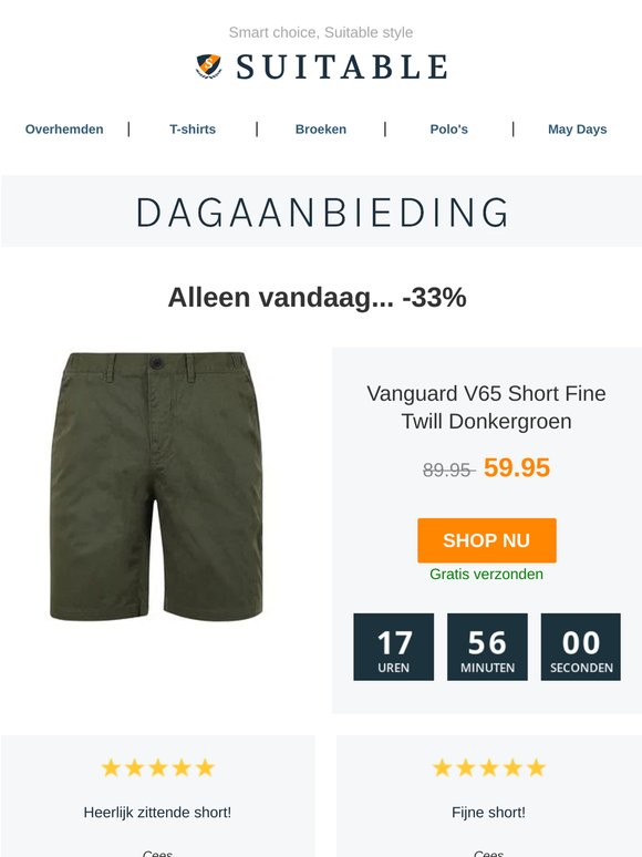 Alleen vandaag: Vanguard V65 Short Fine Twill Donkergroen