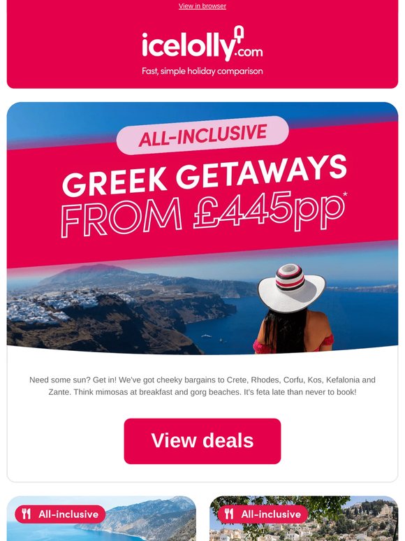 🏖️ Go Greek! Epic all-inclusive deals Fr £445pp*