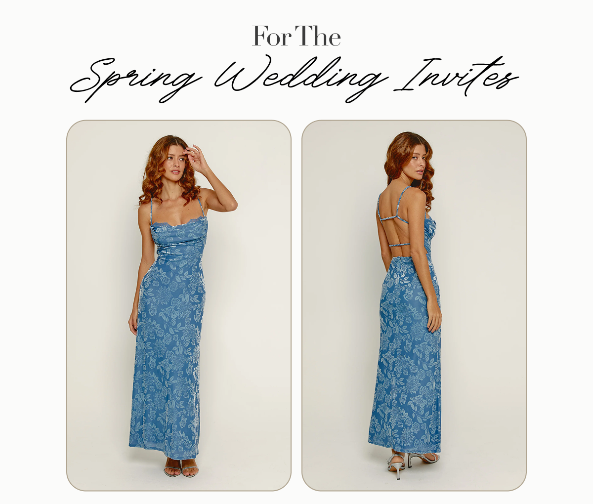 Blue Floral Mesh Devore Maxi Dress