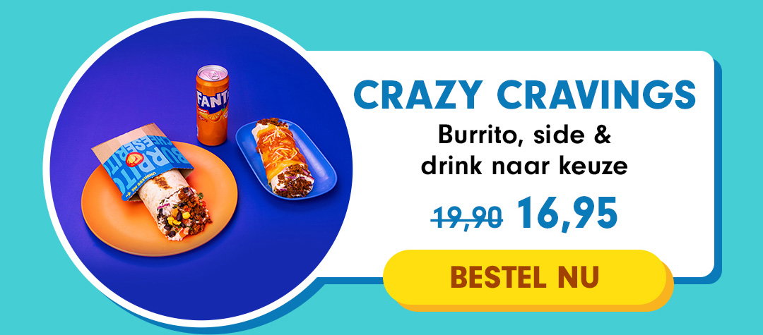 Burrito, Side & Drink naar keuze: 16,95