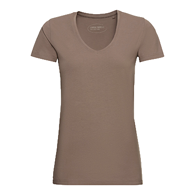 T-Shirt, Braun, V-Ausschnitt, Kurzarm, Produktansicht, Vorderansicht