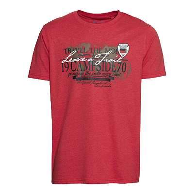 T-Shirt, Rot, Frontprint mit Schriftzug, kurze Ärmel, Produktansicht, Vorderansicht