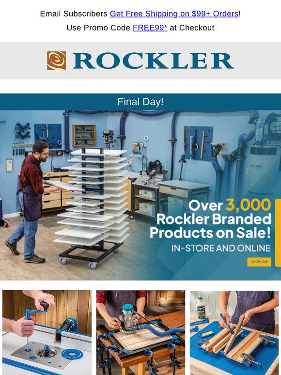 Last Day: 3,000+ Rockler Deals