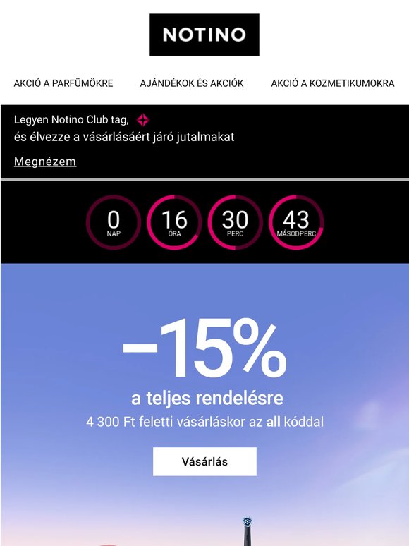 Még ma 15% kedvezmény a teljes vásárlásra 4 300 Ft feletti vásárlás esetén