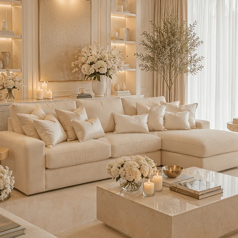 Olivia Premium Cream Sofa Range without Studs