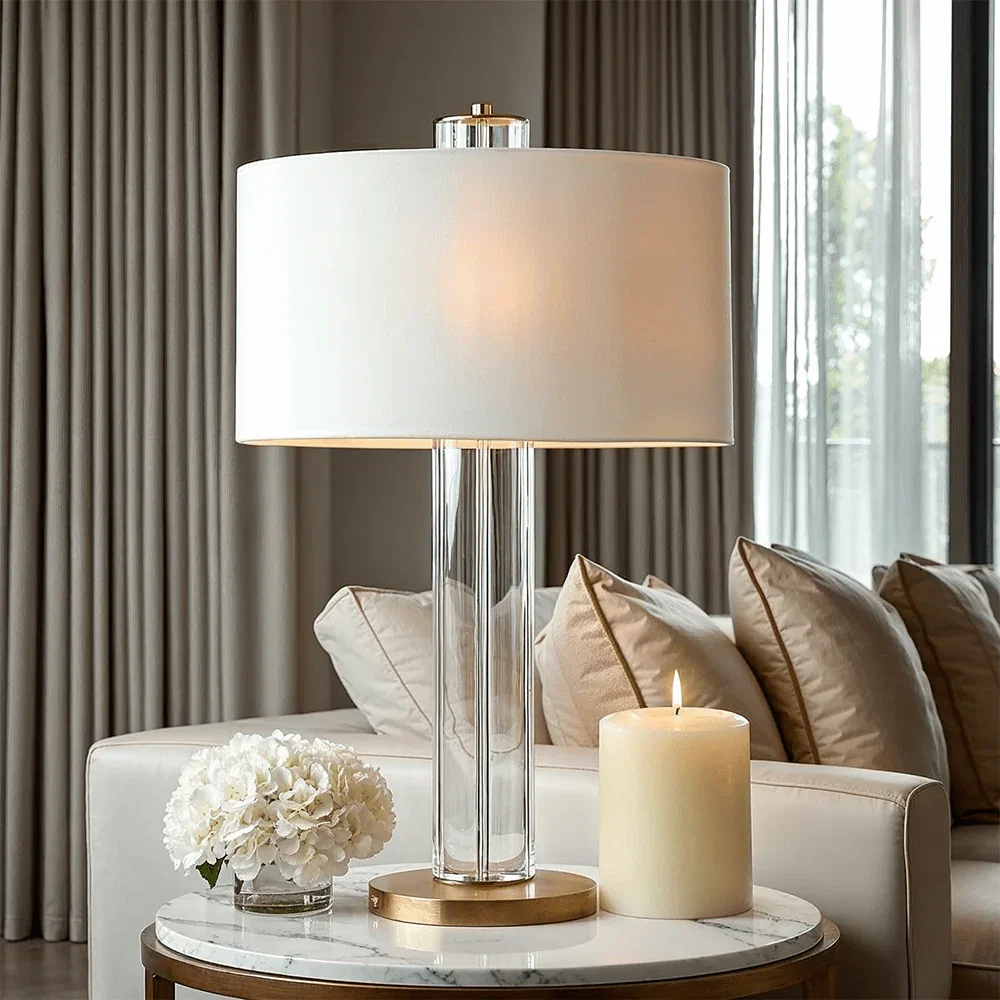 Bulpa Crystal & Gold Table Lamp with White Shade