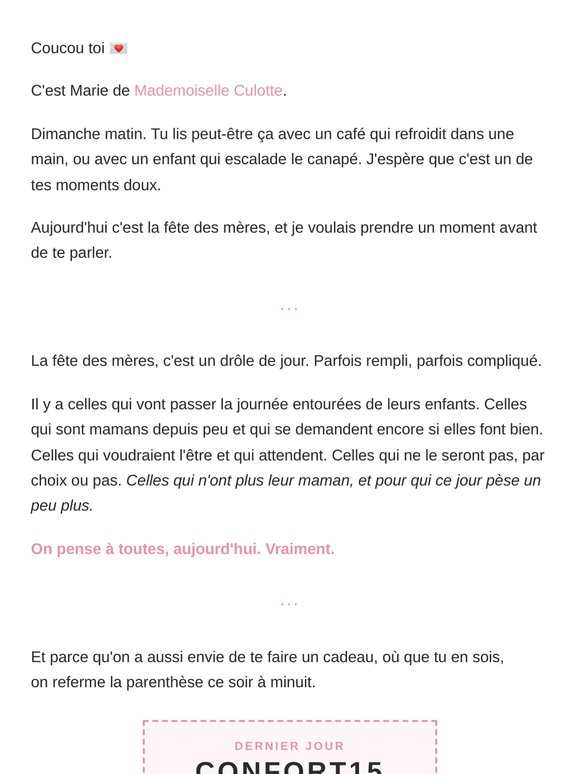 Dernière chance : -15% pour les mamans ! 🫶