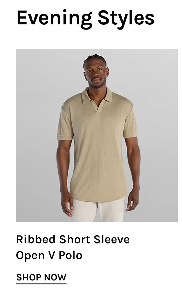 Ribbed Short Sleeve Open V Polo  [[SHOP NOW]]