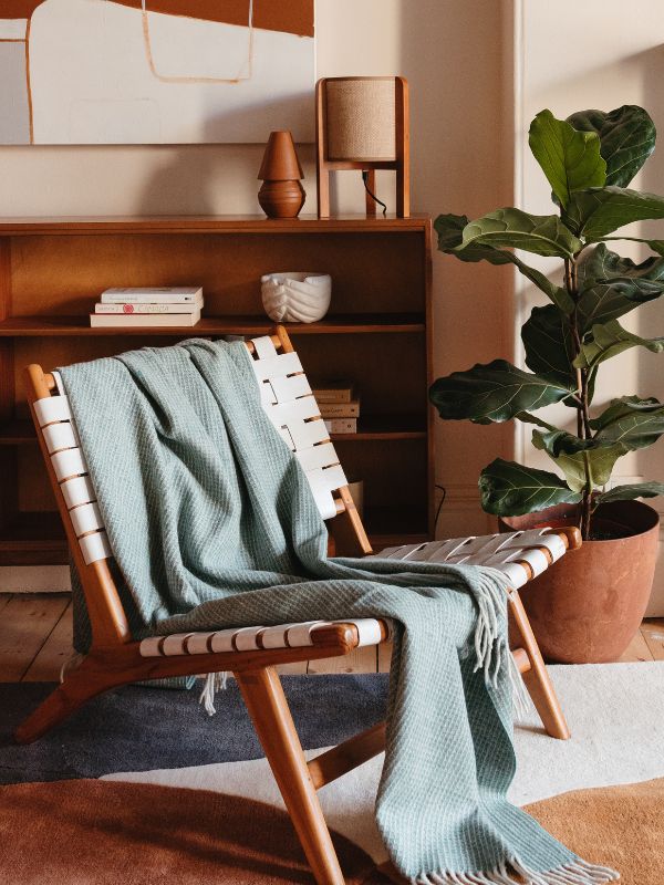 Recycled Wool Blanket in Sage Waffle