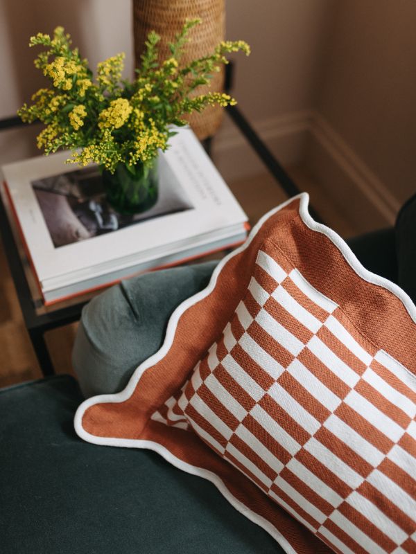 Camel Checkerboard Cushion Cover