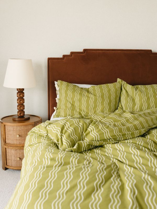 Pillowcases in Olive Wave