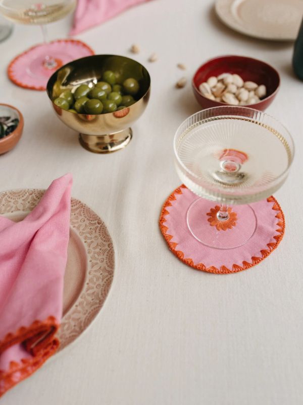 Pink Cotton & Linen Coasters