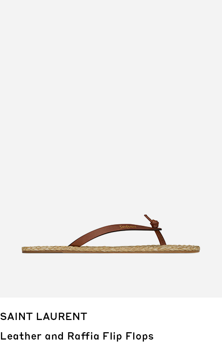Saint Laurent | Leather and Raffia Flip Flops
