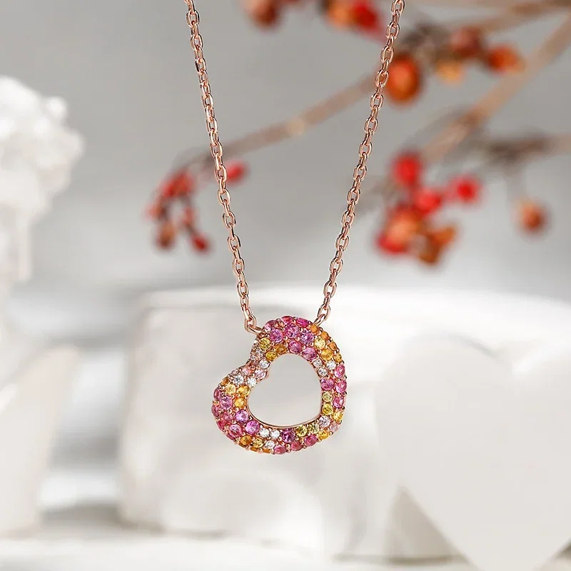 Donuts of Love" Multicolor Heart Sterling Silver Necklace