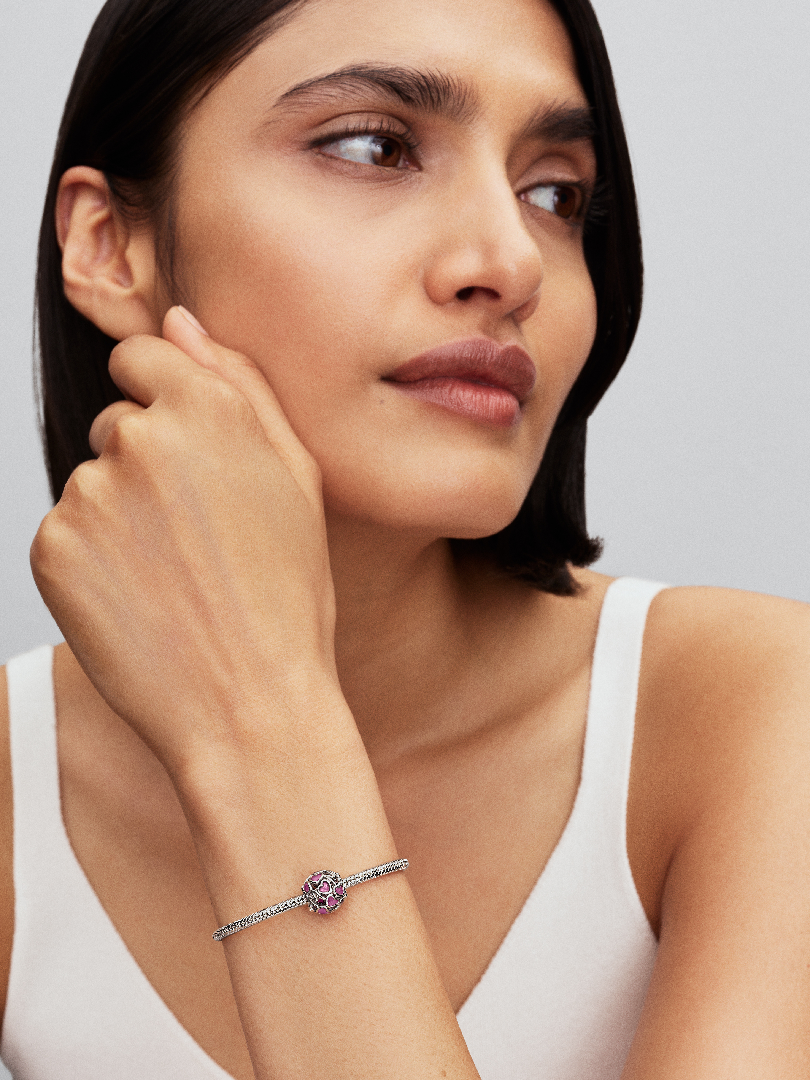 Pink Openwork Hjerte Mor Charm