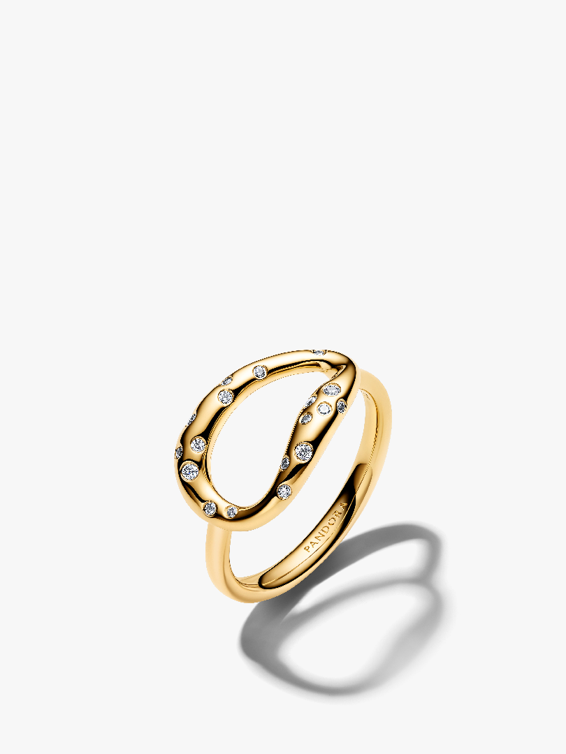 Organisk Formet Stenindfattet Statement Ring