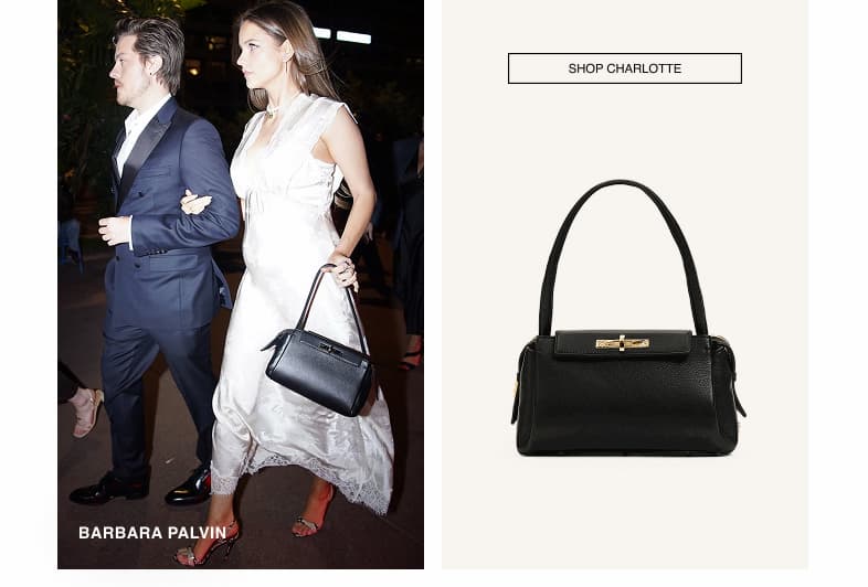 Barbara Palvin. Shop Charlotte. Shown Charlotte med in black gold. 