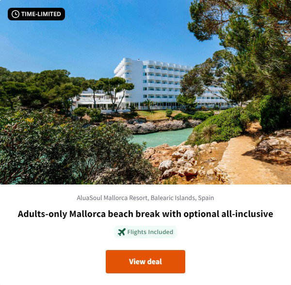 Adults-only Mallorca beach break with optional all-inclusive